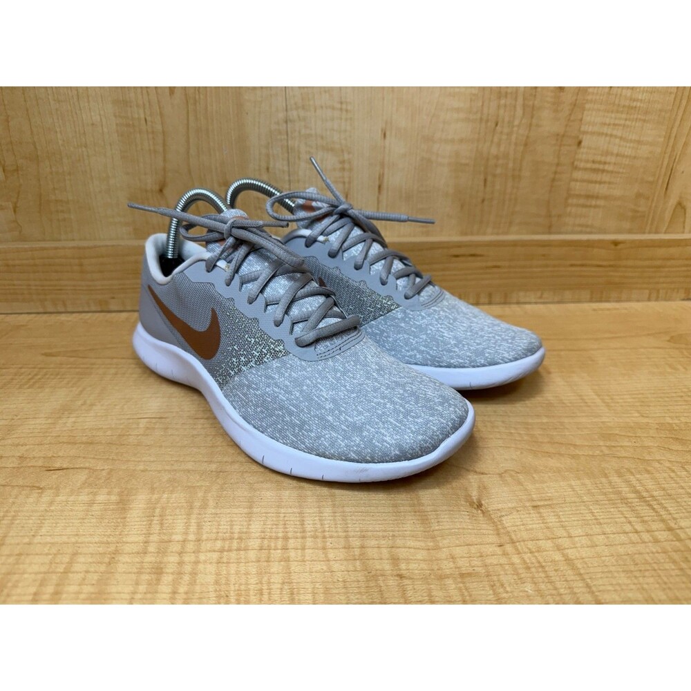 NIKE Flex Contact Running Shoes (908995-006, WMNS Size 9) Grey Rose Gold